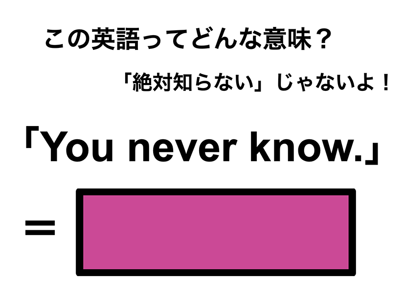 この英語ってどんな意味？「You never know.」