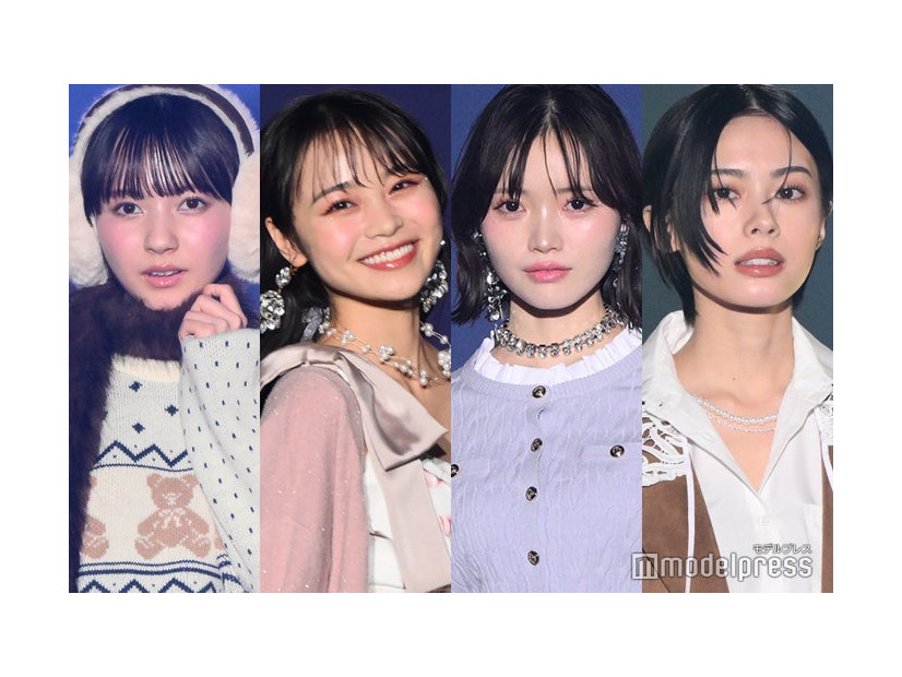 （左から）河村ここあ、林芽亜里、真鍋凪咲、安斉星来（C）モデルプレス