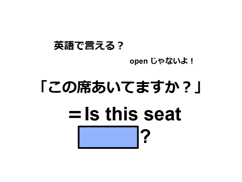 英語で「この席空いてますか」は何て言う？