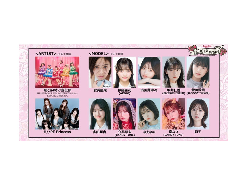 「Rakuten GirlsAward 2026 SPRING／SUMMER」出演者（提供写真）