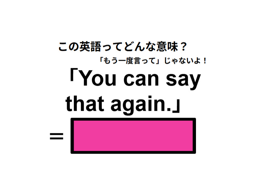 この英語ってどんな意味？「You can say that again.」