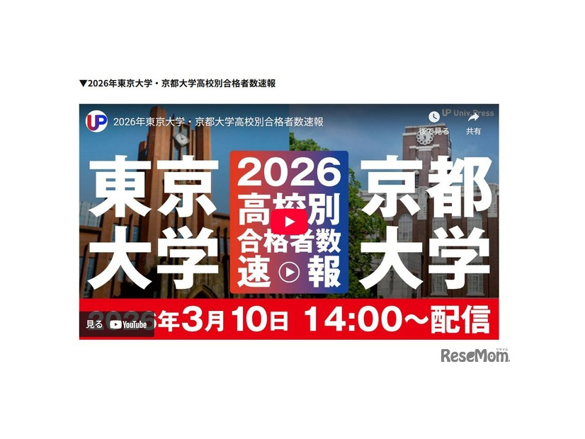 2026年東京大学・京都大学高校別合格者数速報