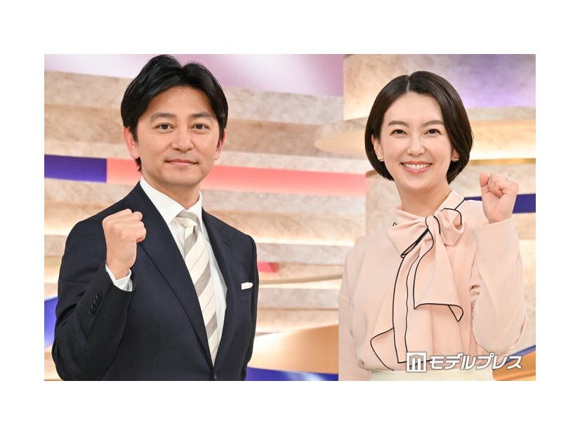 「土曜よる10時新報道番組」制作発表会に出席した森圭介アナ、和久田麻由子アナ（C）モデルプレス