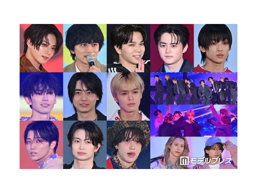 （上段）岩瀬洋志、北村匠海、塩崎太智、鈴鹿央士、松本怜生（中段）樋口幸平、豊田裕大、奥野壮、超特急、MAZZEL（下段）高尾颯斗、綱啓永、小川史記、もーりーしゅーと（C）モデルプレス