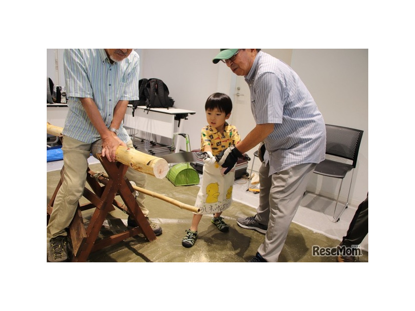 間伐材丸太切り体験