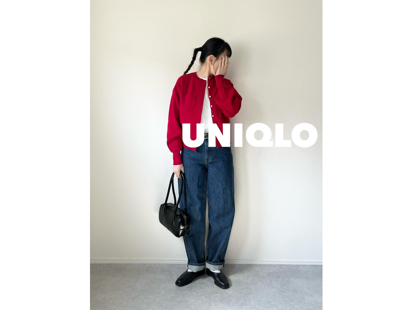 赤×デニム。色褪せない永遠のカラーリングを【ユニクロ・GU】で。コーデのひとつに加えておきたいフレンチカジュアル【40代の毎日コーデ】