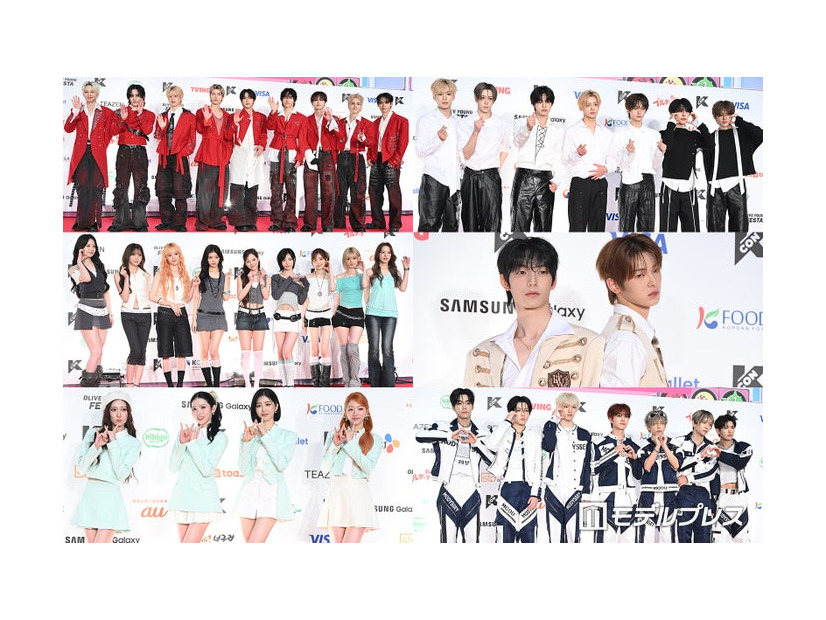 （上から時計回りに）JO1、ALPHA DRIVE ONE、FLARE U、MODYSSEY、IS:SUE、NiziU（C）モデルプレス