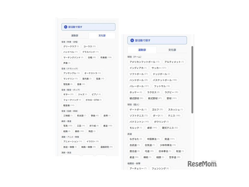 掲載部活動の例