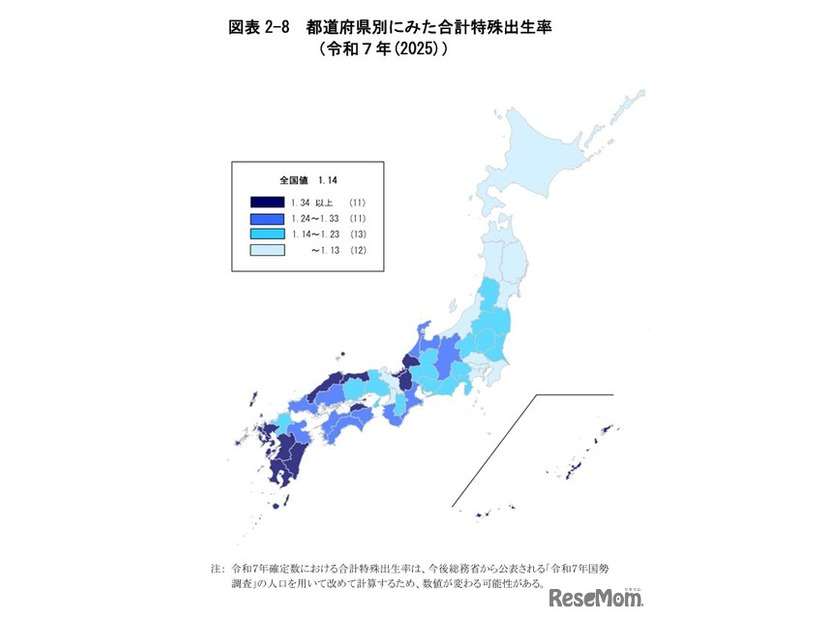 都道府県別にみた合計特殊出生率