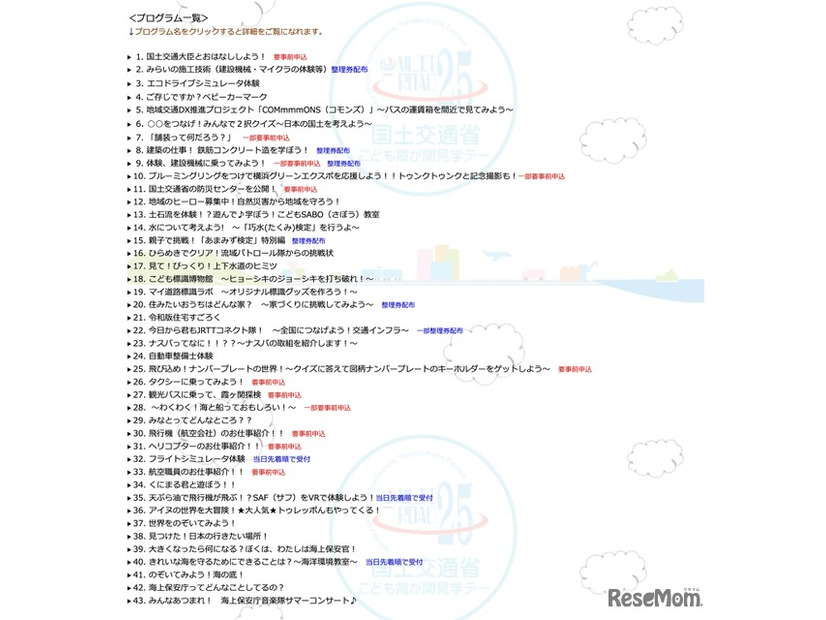 プログラム一覧