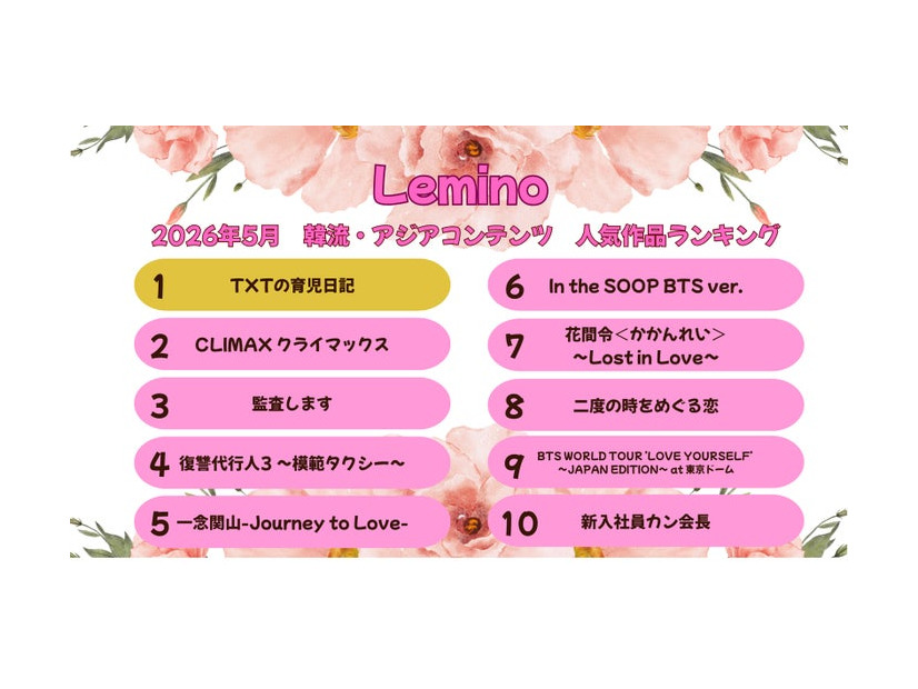 Lemino、5月の韓流・アジア人気作品ランキングTOP10（C）Lemino
