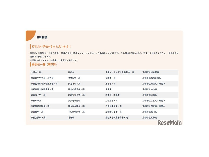 個別相談参加校