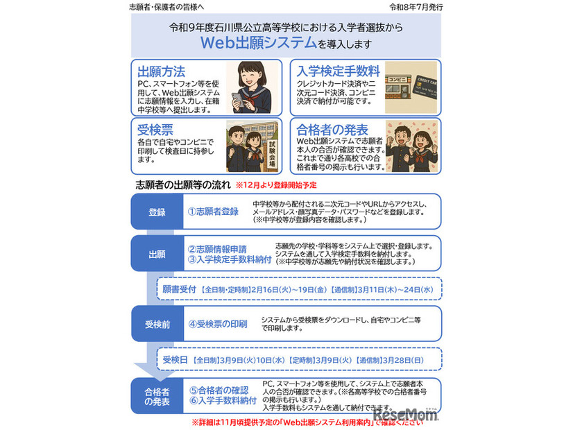 令和9年度石川県公立高等学校における入学者選抜からWeb出願システムを導入します