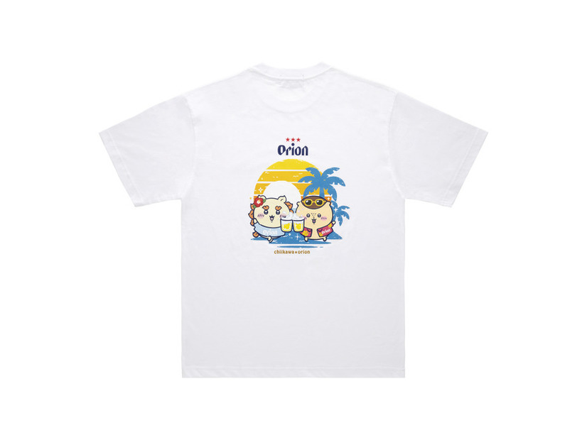 ちいかわ×オリオンビール シーサーのおみやげやさん Tシャツ ホワイト_カンパ～イ／©Orion ©nagano ©nagano / chiikawa committee