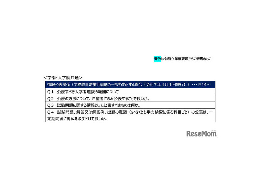 令和9年度大学入学者選抜実施要項等に関するQ＆A（2026年7月）
