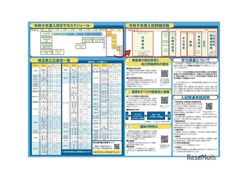 令和9年度埼玉県公立高等学校入学者選抜案内（リーフレット）