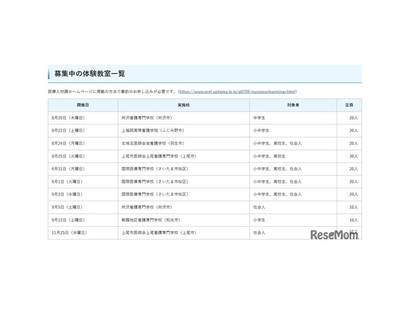 看護のお仕事体験教室