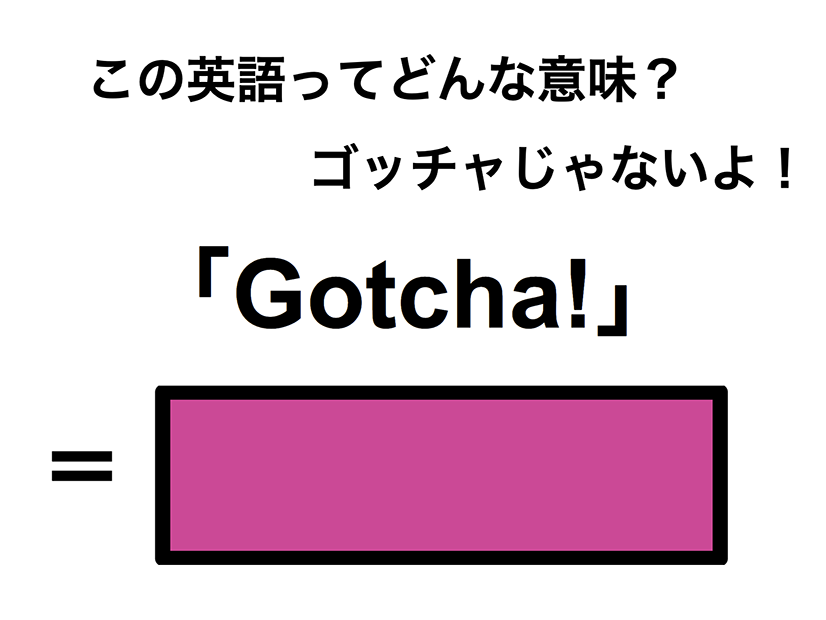 この英語ってどんな意味？「Gotcha!」