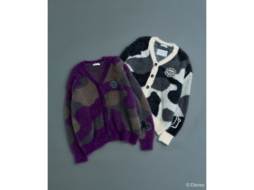 ヴィランズ/ニュアンス柄シャギーカーディガン　カラー：Ivory/Purple　価格：￥6,490※本商品のみ、入荷次第発売