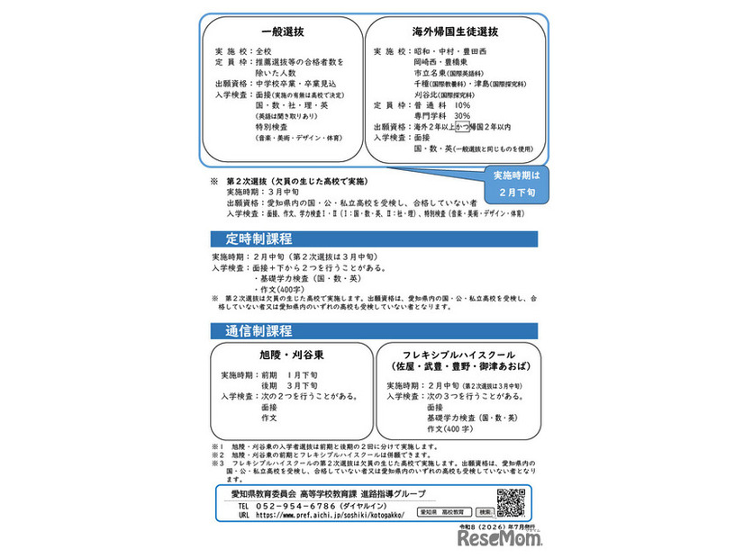 リーフレット「入学者選抜方法の概略」