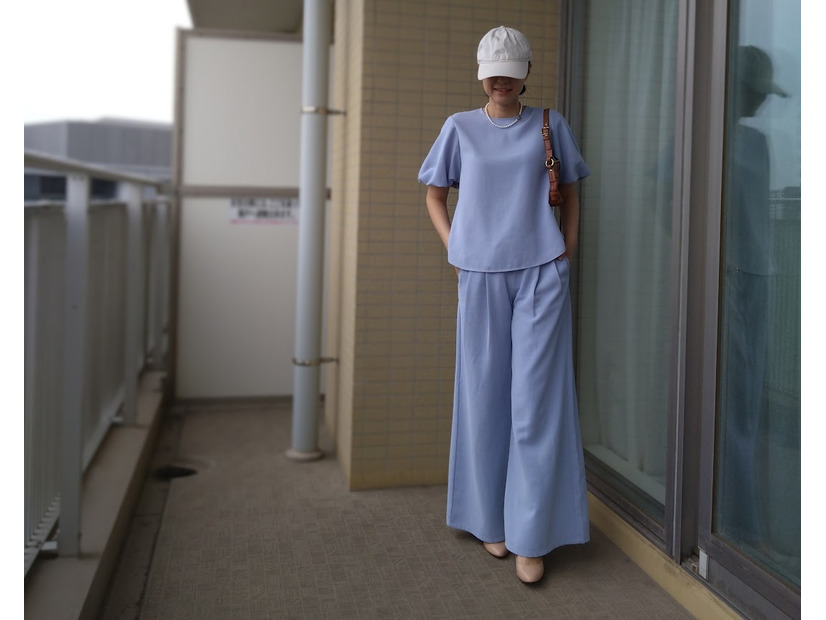 49歳中受ママが【GUマネキン買い】で上下2,780円セットアップ「若作りにならないか心配だった」ブルーを選んだ結果
