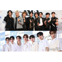 Stray Kids＆NEXZの集合ショット、ハンがヒュイに肩組みでファン歓喜「成功したオタク」「顔似てる」の声