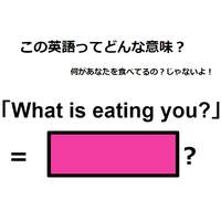 この英語ってどんな意味？「What is eating you? 」