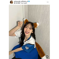「かわいすぎて保護」鈴木愛理、きつね耳＆尻尾でパシャリ！始球式の思い出SHOTにファン悶絶「勝利の美女神様」