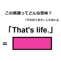 この英語ってどんな意味？「that’s life.」
