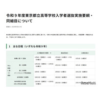 【高校受験2027】都立高選抜要綱を公表…調査書点なし「10:0」導入も