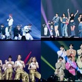 （上段左から時計回り）JO1、LE SSERAFIM、DXTEEN、XG「KCON JAPAN 2023」（C）CJ ENM Co., Ltd, All Rights Reserved