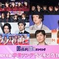 （左上から時計回りに）乃木坂46、BE:FIRST、YOASOBI、手越祐也、松下洸平、＝LOVE、Mrs. GREEN APPLE、櫻坂46（C）モデルプレス