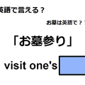 英語で「お墓参り」はなんて言う？