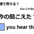 英語で「今の聞こえた？」はなんて言う？