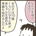 自分が生理のタイミングで、息子に生理の話。男の子には生理はこないけれど、女の子の体の不調については理解していてもらいたいと思ったから、きちんと話した。少しは理解してくれたかな！？【ゆるっと性教育#７】