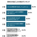 夏休みの過ごし方の悩みランキング