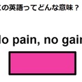 この英語ってどんな意味？「No pain, no gain.」