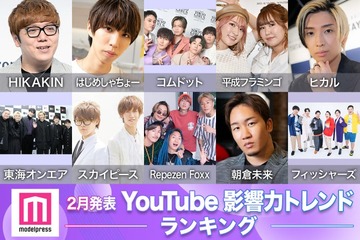 2月発表「YouTube影響力トレンドランキング」TOP30 コムドットがトップ独走中、平成フラミンゴ・レペゼンらも続く【モデルプレスカウントダウン】 画像