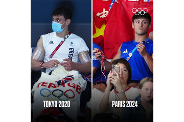 【パリ五輪】“編み物王子”再降臨 トーマス・デーリー、会場でエッフェル塔ニットづくり 画像