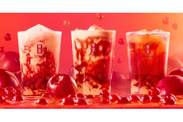 ゴンチャ、鮮烈な赤のハロウィーンメニュー「りんごとクランベリー」デザートティー3種登場 画像