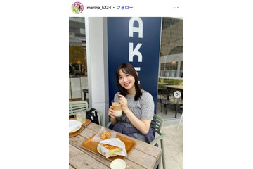 第1子妊娠中・元AKB48小林茉里奈アナ、ふっくらお腹公開「だーいぶ育ってぽんぽこりん」 画像