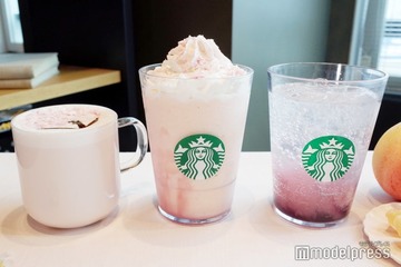 スタバ、春は“さくらと白桃”を気分で楽しむ！新作フラペチーノ・ラテ・ソーダ試飲レポ 画像