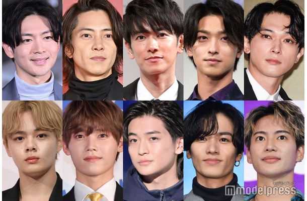 （上段左から）松下洸平、山下智久、佐藤健、横浜流星、吉沢亮（下段左から）鶴房汐恩、木村柾哉、高橋文哉、川村壱馬、三山凌輝（C）モデルプレス