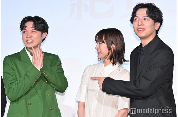 映画「渇水」初日舞台挨拶に登壇した磯村勇斗、門脇麦、生田斗真（C）モデルプレス