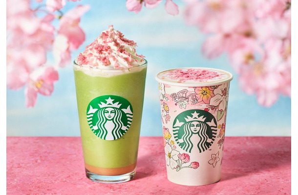 （左から）花見抹茶 クリーム フラペチーノ、花見 ブロンド ラテ※画像はイメージ／提供画像