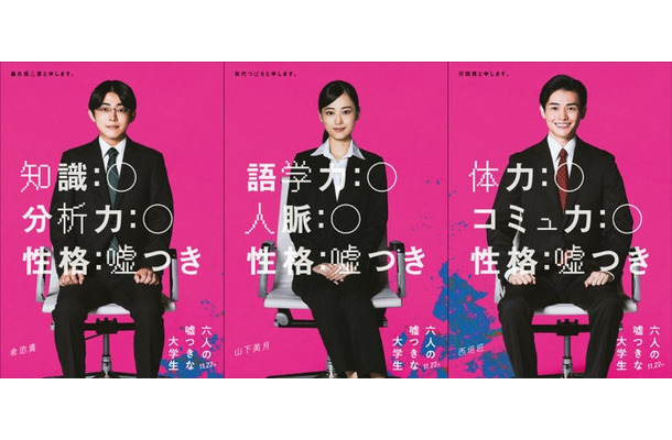 倉悠貴、山下美月、西垣匠（C）2024「六人の嘘つきな大学生」製作委員会