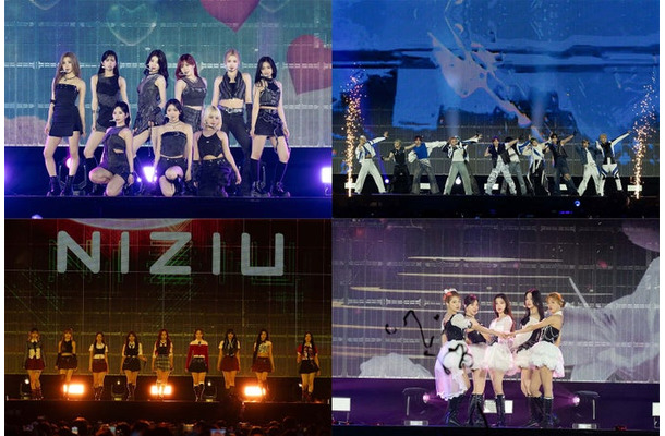 （左上から時計回り）Kep1er、INI、Red Velvet、NiziU「KCON JAPAN 2024」（C）CJ ENM Co.， Ltd， All Rights Reserved