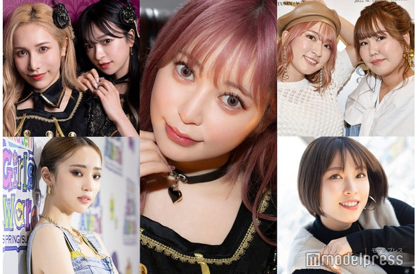 （左から時計回りに）ありしゃん、さおりん、まりな、NICO、RIHO、藤原望未、中町綾（C）モデルプレス