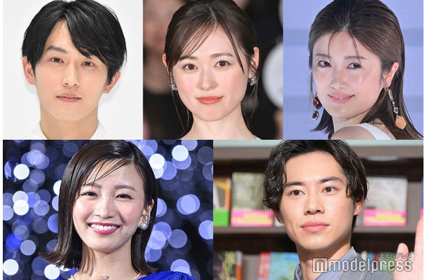 （左上から時計回り）杉野遥亮、福原遥、樋口日奈、戸塚純貴、岡崎紗絵（C）モデルプレス