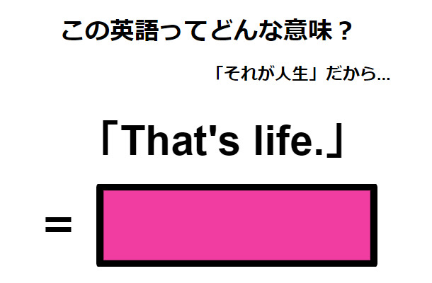 この英語ってどんな意味？「That’s life. 」